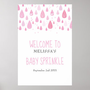 Willkommen beim Pink Raindrops Baby Girl Sprinkle  Poster