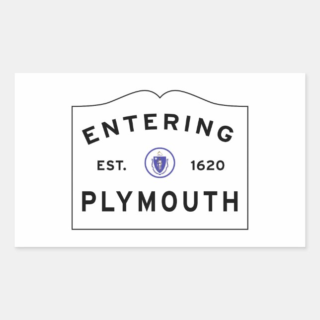 Willkommen beim Schild der Stadt Plymouth MA Rechteckiger Aufkleber (Vorderseite)