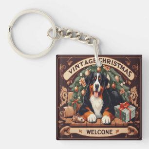 Willkommen beim Vintage-Weihnachten Berner Sennenh Schlüsselanhänger