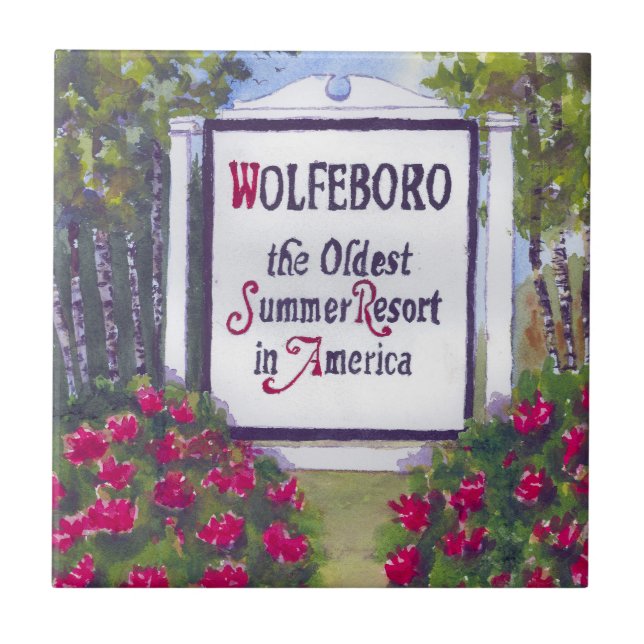 Willkommen beim Wolfeboro NH Sign Fliese (Vorderseite)