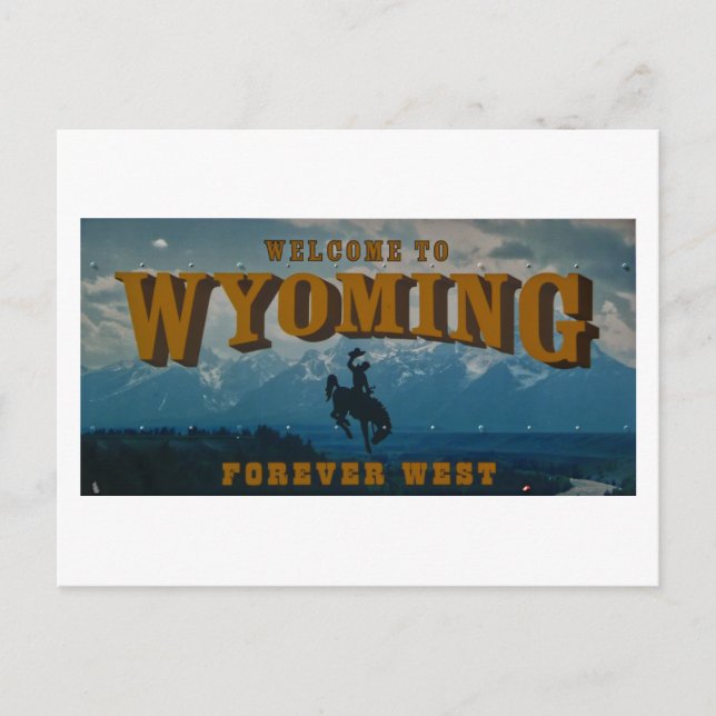 Willkommen beim Zeichen von Wyoming Postkarte (Vorderseite)