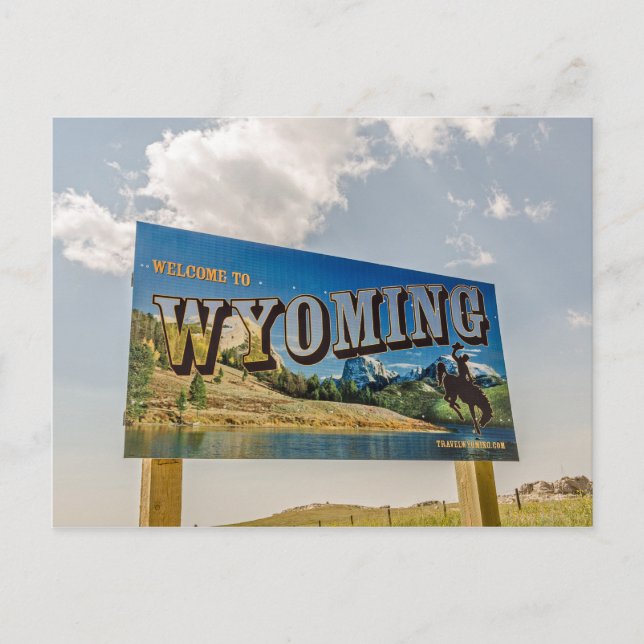 Willkommen beim Zeichen von Wyoming - Staat Border Postkarte (Vorderseite)