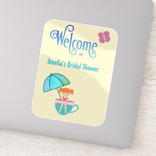 Willkommen Benutzerdefinierter Name Brautdusche Te Aufkleber