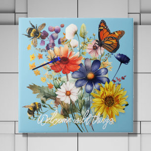 Willkommen Bestäuber Wildblumen Küche Fliese