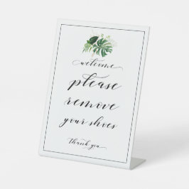 Willkommen Bitte entfernen Sie Ihr tropisches Schu Sockelschild