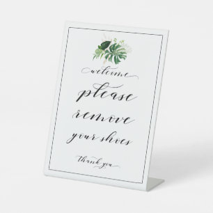 Willkommen Bitte entfernen Sie Ihr tropisches Schu Sockelschild