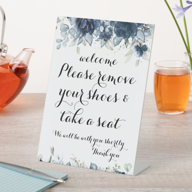 Willkommen Bitte entfernen Sie Ihre Schuhe Blumens Sockelschild (In Situ)