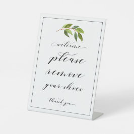 Willkommen Bitte entfernen Sie Ihre Schuhe Grünflä Sockelschild