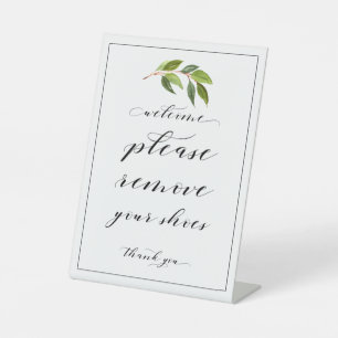 Willkommen Bitte entfernen Sie Ihre Schuhe Grünflä Sockelschild