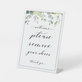 Willkommen Bitte entfernen Sie Ihre Schuhe Grünzei Sockelschild