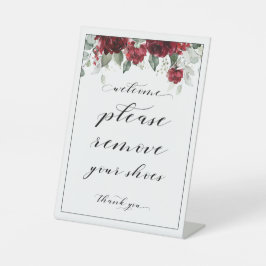 Willkommen Bitte entfernen Sie Ihre Schuhe Red Peo Sockelschild