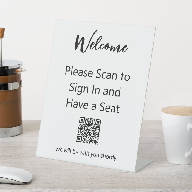 Willkommen Bitte scannen Sie QR-Code, um sich anzu Sockelschild (In SItu)