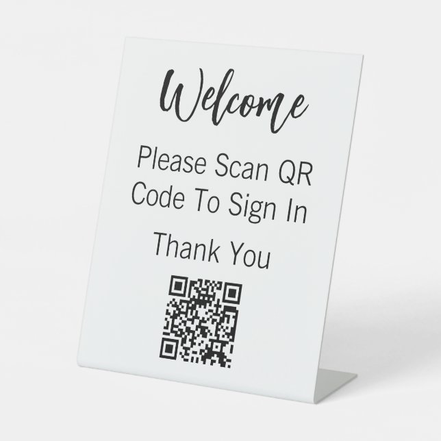 Willkommen Bitte scannen Sie QR-Code, um sich in V Sockelschild (Vorderseite)