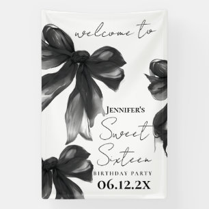 Willkommen Black Bow Coquette Schriftzug Süße 16 P Banner