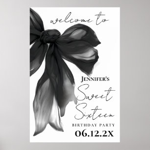 Willkommen Black Bow Coquette Schriftzug Sweet 16 Poster