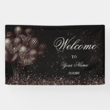 Willkommen Black Glitzer Balloons Sparkle Party