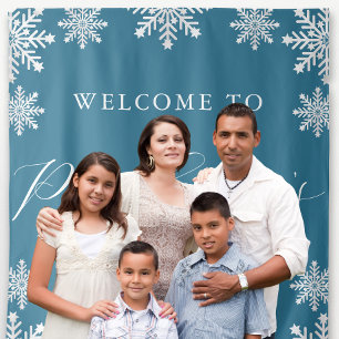 Willkommen Blaue Winter-Schneeflocke Quinceanera Wandteppich