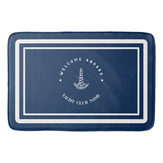 Willkommen Blue Anchor Nautical Segelboot Name Badematte (Vorderseite)