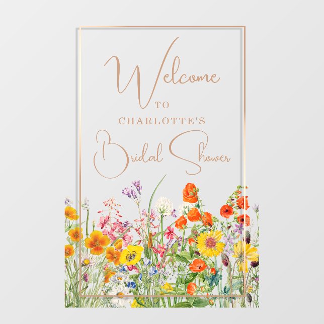 Willkommen Brautparty Farbige Wildblume Land Fensteraufkleber (Blatt)