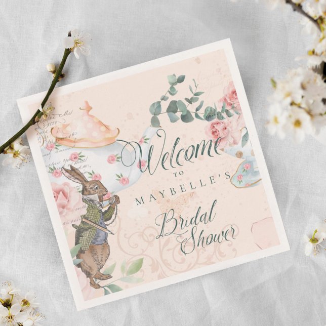 Willkommen Brautparty Vintage Alice im Wunderland Serviette (Welcome Bridal Shower Vintage Alice In Wonderland Napkins)