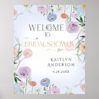 Willkommen Brautparty Wildblume Sky Blue Floral