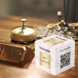 Willkommen Business Logo QR Code Marmormenü Würfel