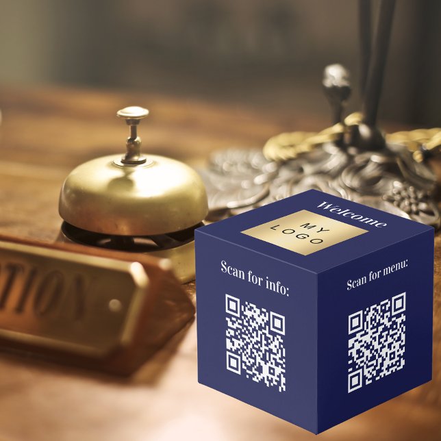 Willkommen Business Logo QR Codes Blue Info Tabell Würfel (Von Creator hochgeladen)