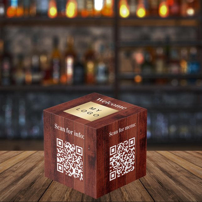 Willkommen Business Logo QR Codes Holzinfo-Tabelle Würfel (Von Creator hochgeladen)