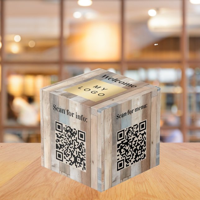 Willkommen Business Logo QR Codes Holzinfo-Tabelle Würfel (Von Creator hochgeladen)