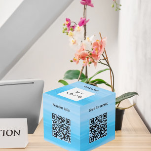 Willkommen Business Logo QR Codes Info Meerestisch Würfel