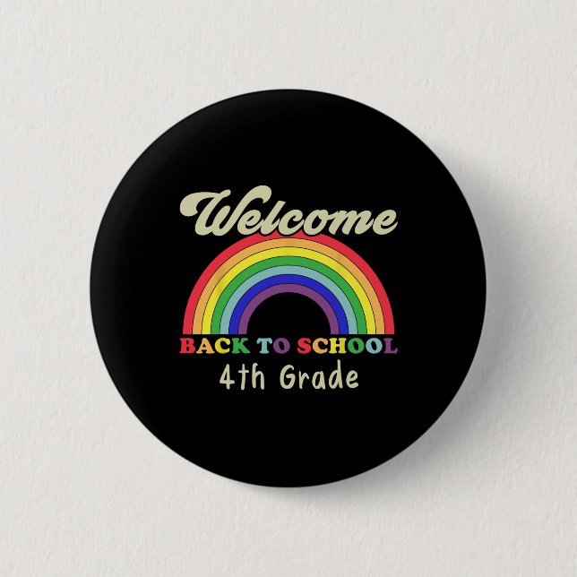 Willkommen Ck in der Schule 4. Klasse Lehrer Schül Button (Vorderseite)