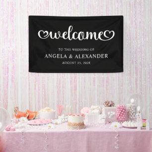 Willkommen Cute Hearts Schrift Hochzeit Banner