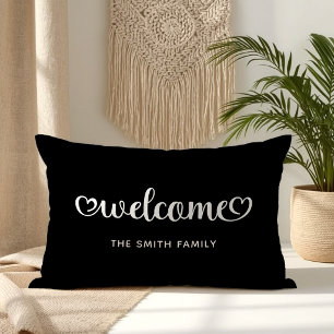 Willkommen Cute Hearts Schrift Lendenkissen