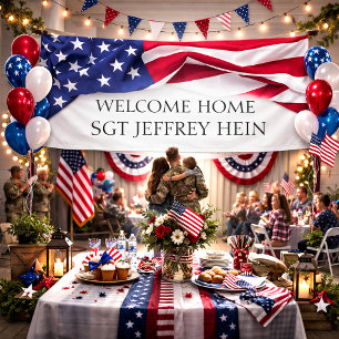 Willkommen daheim Amerikanische Flagge Militärfeie Banner