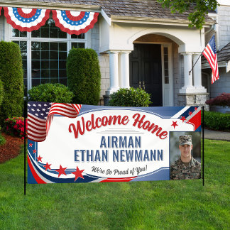 Willkommen daheim Militär Foto Patriotische US-Fla Banner