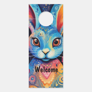 Willkommen Dotty Delight: Rainbow Doodle Bunny Türanhänger