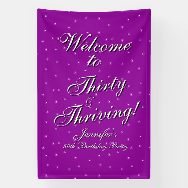 Willkommen Dreißig-Rivierrosa Lila 30. Geburtstag Banner (Vertikal)
