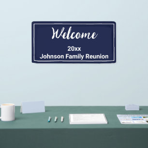 Willkommen Dunkelblau und Weiße Namen Wiedersehen Banner