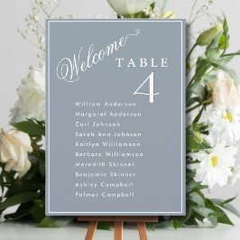 Willkommen Dusty Blue Wedding Plan Cards Einladung