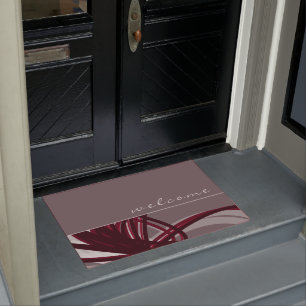 Willkommen Elegante Gray & Burgund Ribbons Fußmatte