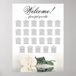 Willkommen! Elegante Weiße Rose 23 Tisch Sitzordnu Poster