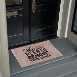 Willkommen Entfernen Schuhe Rose Gold Textur Doorm Fußmatte