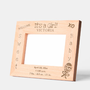 Willkommen Es ist ein Mädchen Name 6 x 4, 7 x 5 Fo Geätzte Rahmen