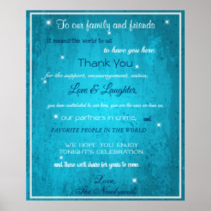 Willkommen Familie & Freunde Blue Watercolor Poster