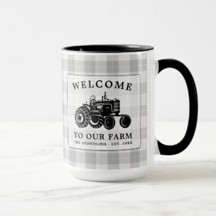 Willkommen Familienname Traktor White Kariert Big Tasse