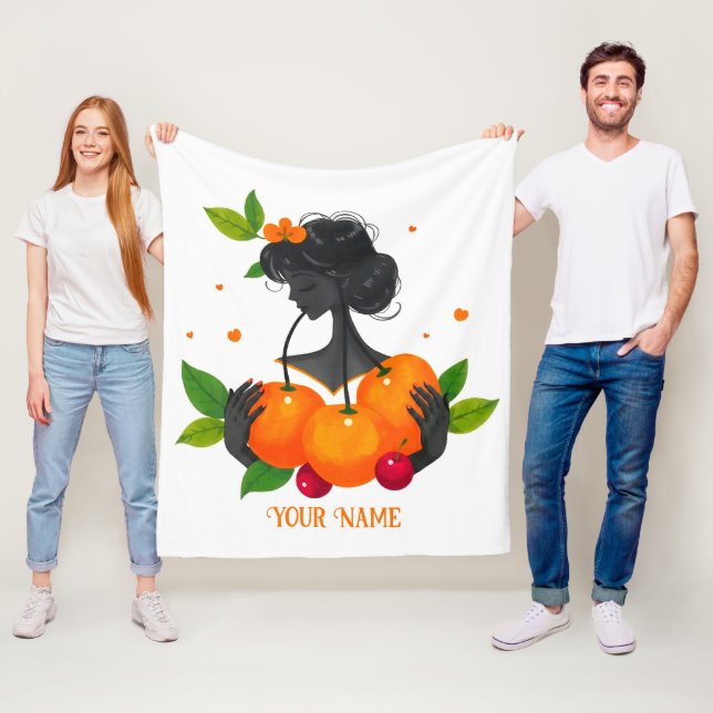 Willkommen-Feminine Frucht-Kunstprint – Citrus Gir Fleecedecke (Beispiel)