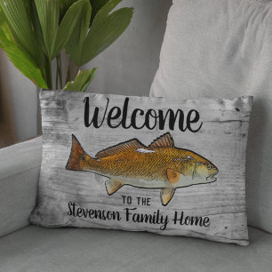 Willkommen Fischen Rotbarsch Familie Name Zuhause  Dekokissen