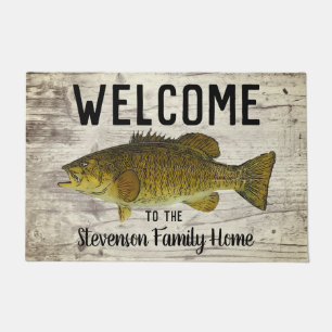 Willkommen Fischen Smallmouth Bass Familie Name Ru Fußmatte