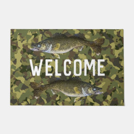 Willkommen Fischen Walleye Fisch Camouflage Zuhaus Fußmatte