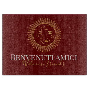 Willkommen Freunde Englisch / Italienisch Charcute Schneidebrett